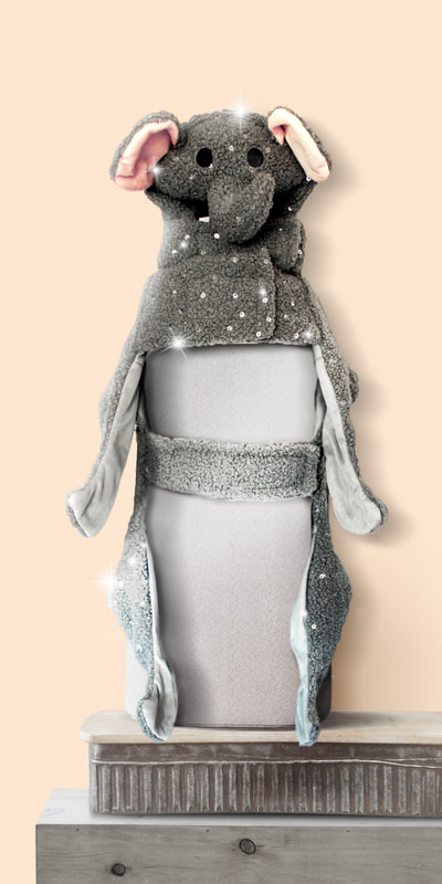 Two-piece elephant with sparkling sequins